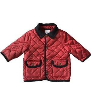 Vtg Gymboree Barn Chore Jacket Coat Boy 6 12 M Quilted Puffer Fleece Lined Red